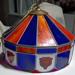 Chicago Bears Tiffany Glass Style Hanging Bar Light